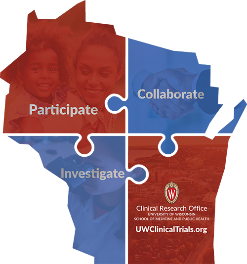 Wisconsin outline graphic for the UW Clinical Research Office
