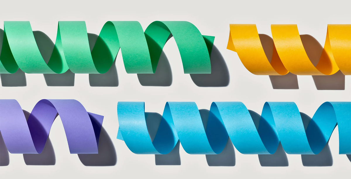 Multi-colored paper coils.
